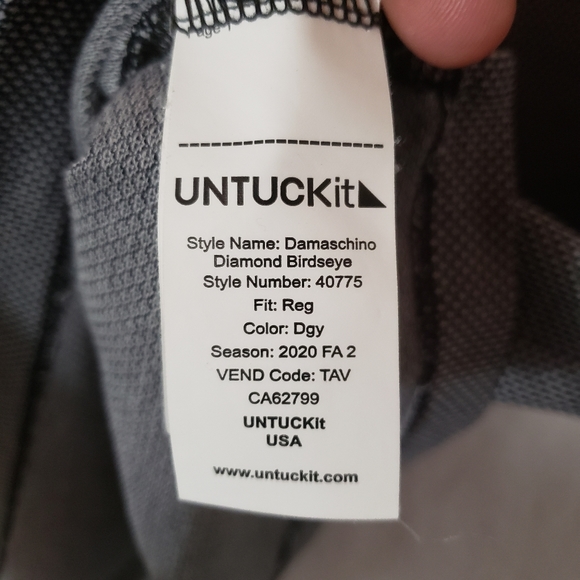 🚫SOLD🚫UNTUCKit Damaschino Diamond Birdseye Long Sleeve Polo Shirt Mens Size - Picture 10 of 13